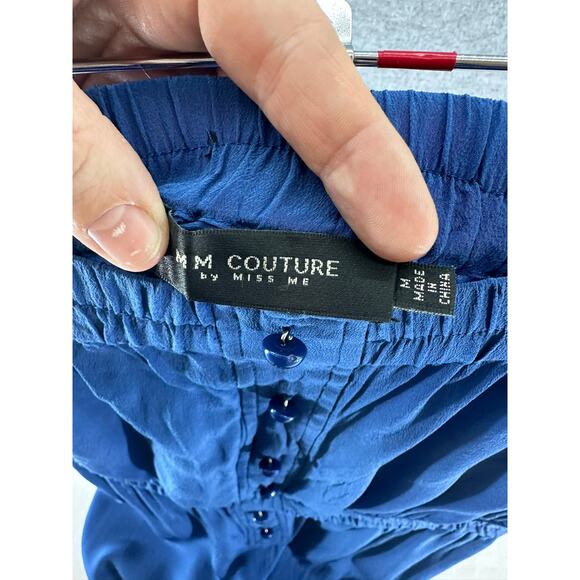 MM Couture sz M 100% Silk Strapless Cobalt Blue Jumpsuit Romper - Picture 5 of 7